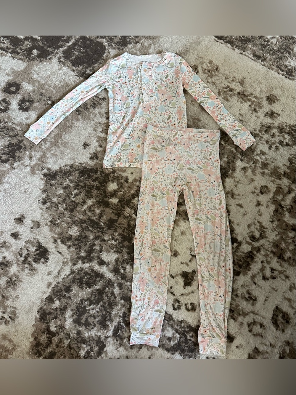 Magnetic Me Pastel Floral Long Sleeve Pajama Set - Pink & Green
